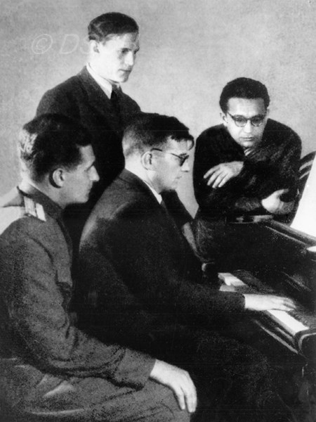 <p>With students Yevgeni Makarov, Herman Galynin, and…</p>