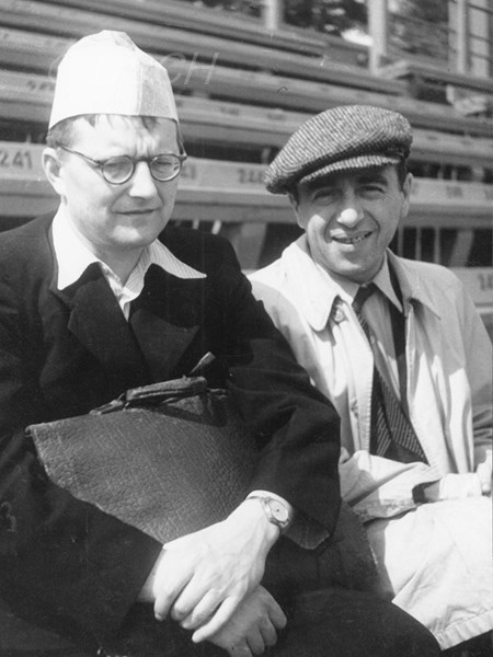 <p>At the stadium with Matvei Blanter. Mid-1950s.</p>